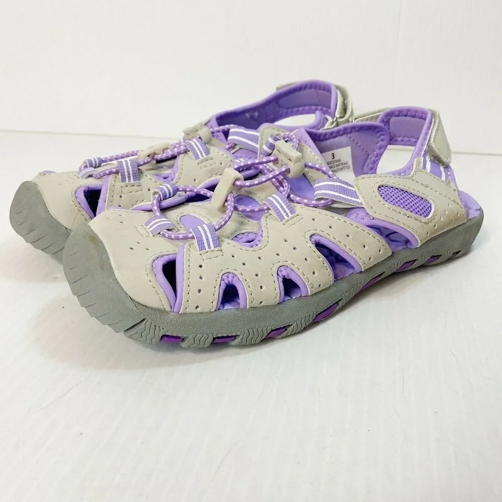 Khombu Dana Girls Size 3 Active Sport Adjustable One Strap Purple Gray Sandal